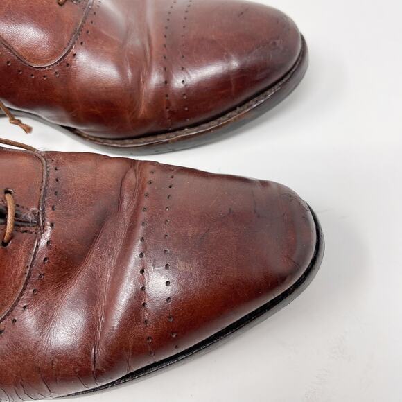 Allen Edmonds Mens 10.5 Brown Leather Vernon Cap Toe Oxford Lace Up Dress Shoes main image 12
